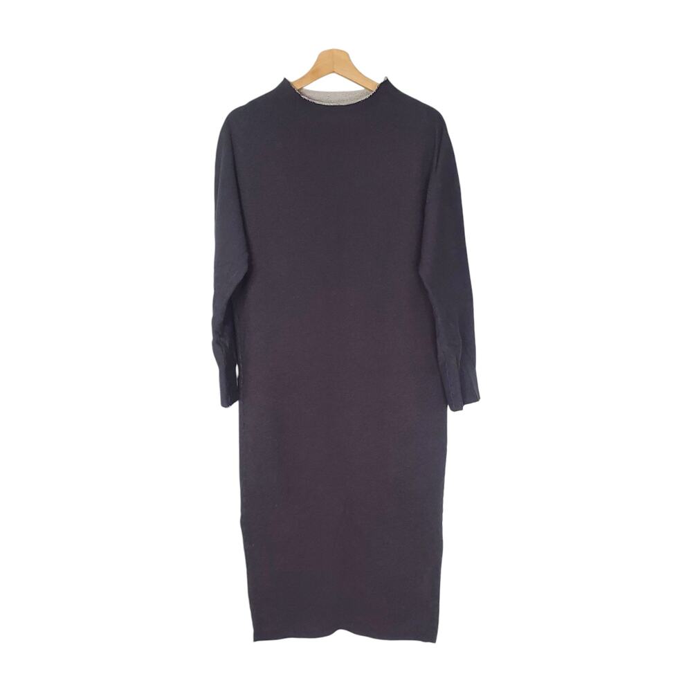 Frank & Eileen Isabelle Funnel Neck Midi Dress Triple Fleece Gray Size Small